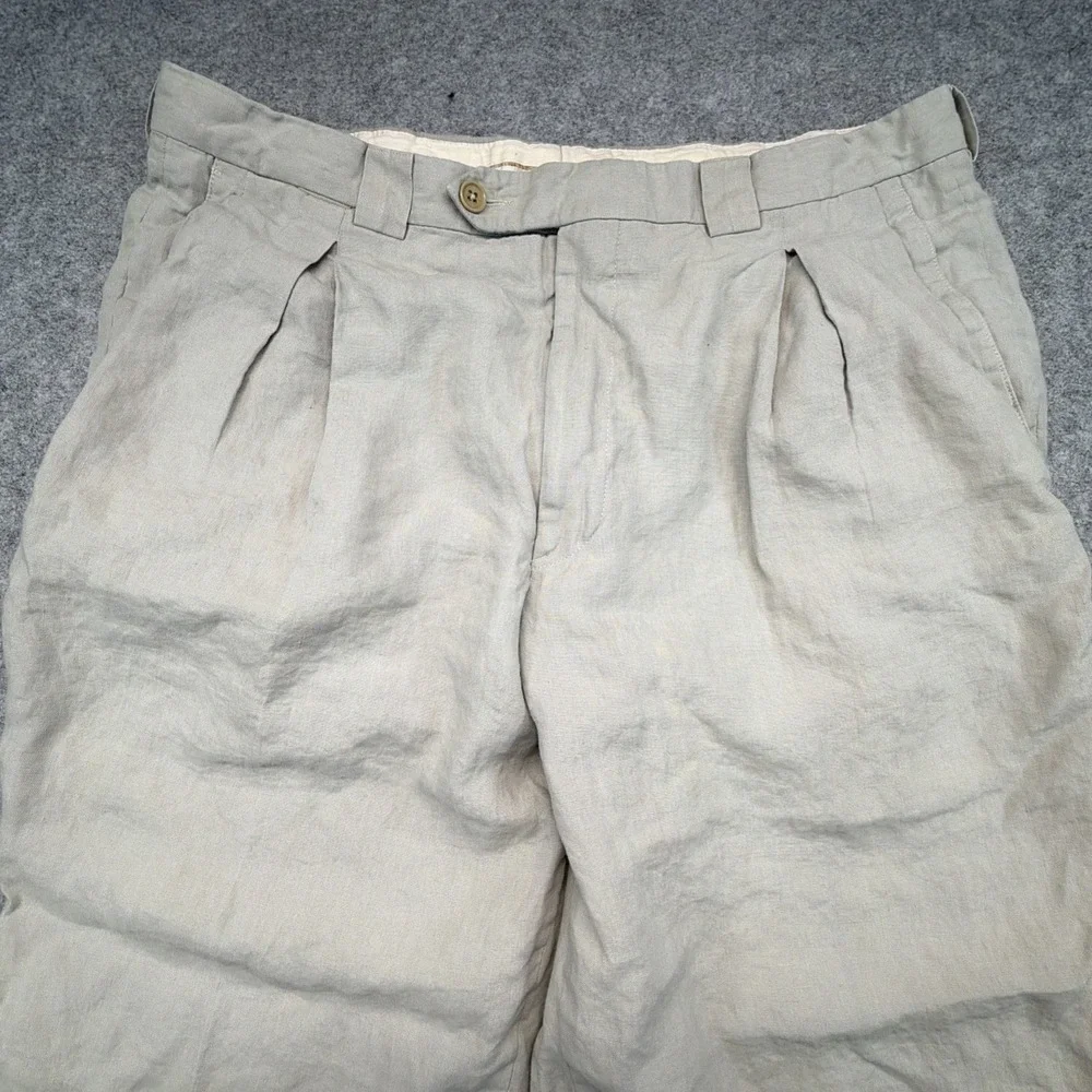 GIORGIO ARMANI Italy Baggy Pleated Linen Pants Men's 34x28